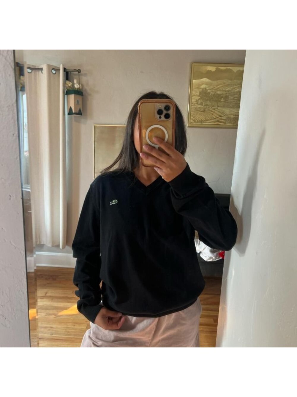 Lacoste Women's Black v-neck sweater